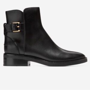 Cole Haan Black Ankle Boots with Gold Buckle